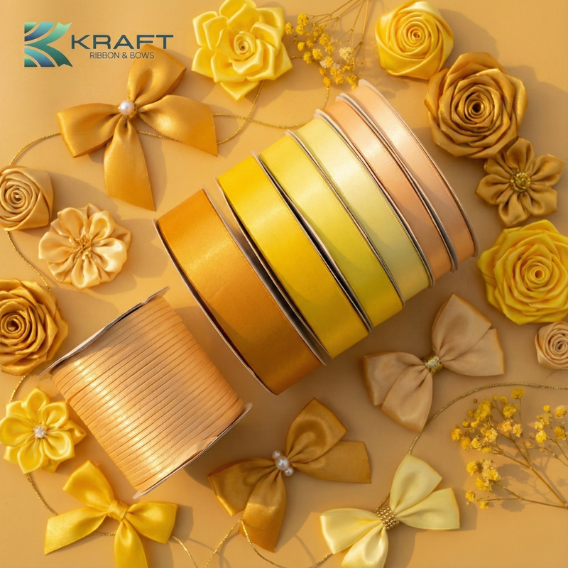 PREMIUM DOUBLE FACE SATIN RIBBON YELLOW SERIES