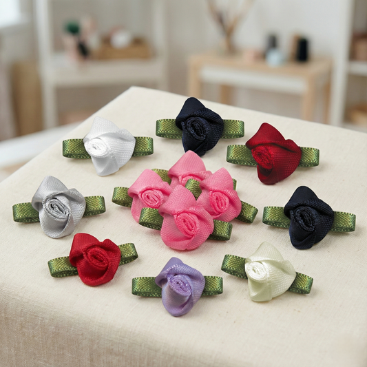 Ribbon Bow Foliage Flower Big(10pcs)