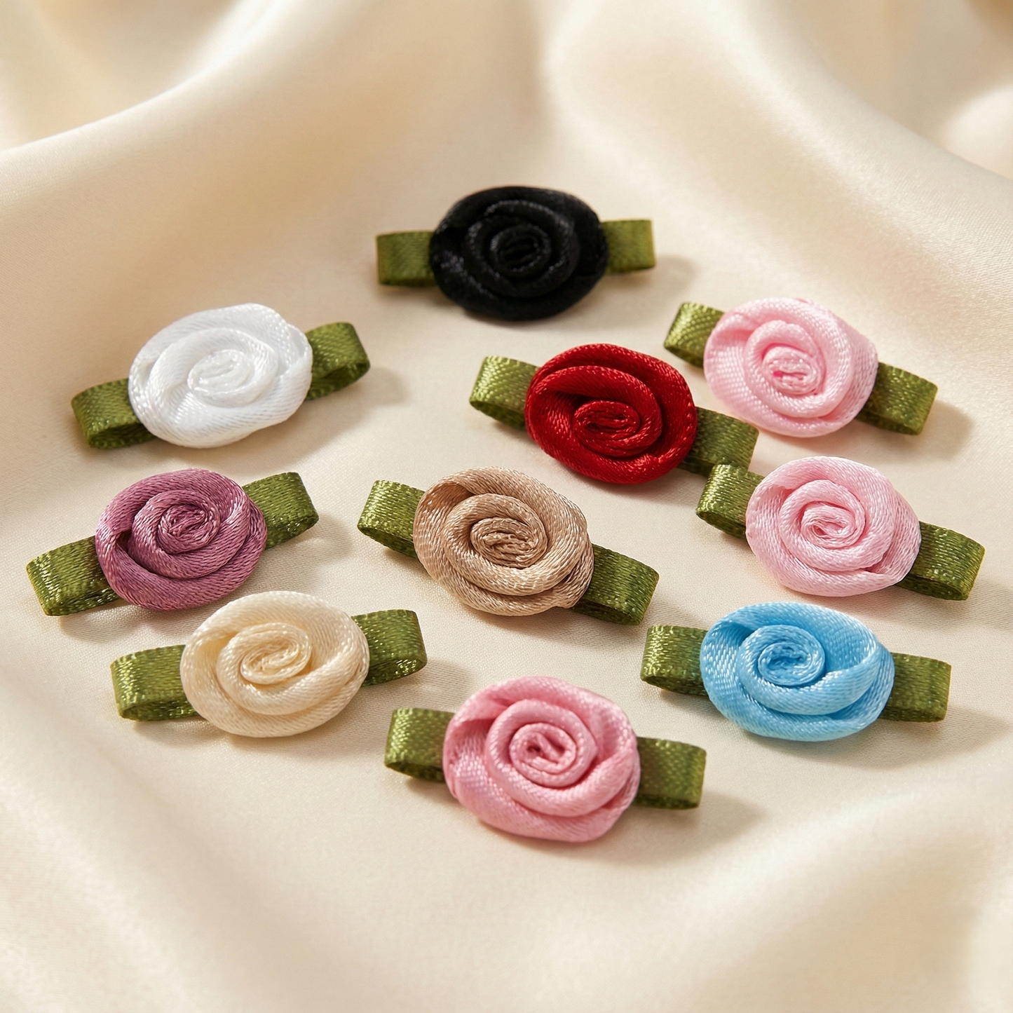 Bow Foliage Flower With Single Face Satin  (20PCS)