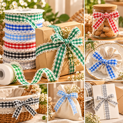 Checkered Scallop Edge Decorative Ribbon – 1cm(10mm)-10 Yards
