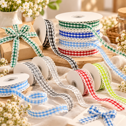 Checkered Scallop Edge Decorative Ribbon – 1cm(10mm)-10 Yards