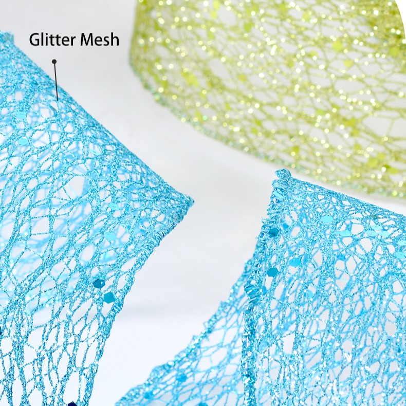 Glitter Mesh Wired Ribbon (2.5inch-63mm)10 yards