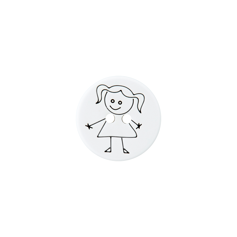 Polyester two-hole button Girl 15mm
