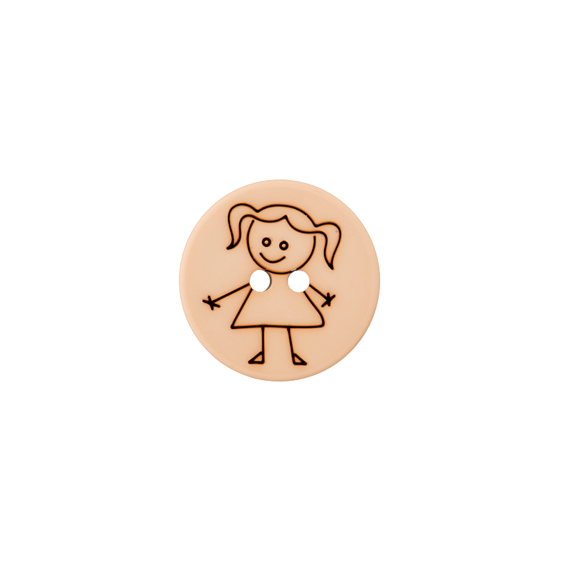 Polyester two-hole button Girl 15mm
