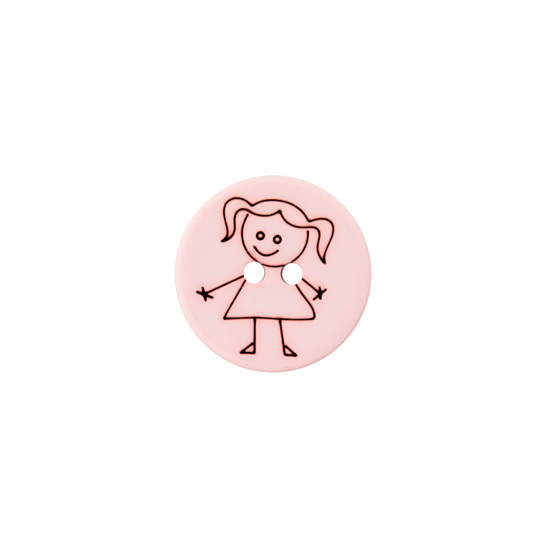 Polyester two-hole button Girl 15mm