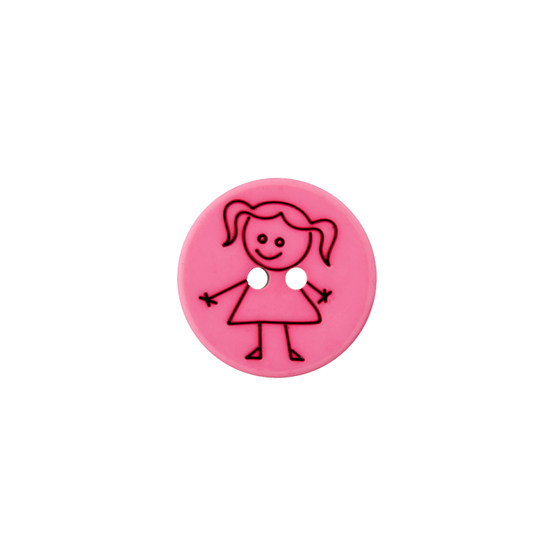 Polyester two-hole button Girl 15mm