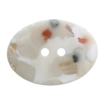 Mother of pearl/polyester button, 2-holes, recycled, 25mm