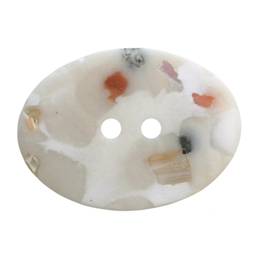 Mother of pearl/polyester button, 2-holes, recycled, 25mm
