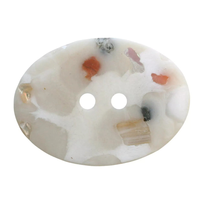Mother of pearl/polyester button, 2-holes, recycled, 25mm