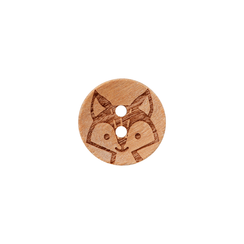 Wood button 2-holes, 15mm