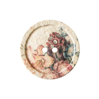 Cotton/polyester button 2-holes, recycled, Flowers 25mm