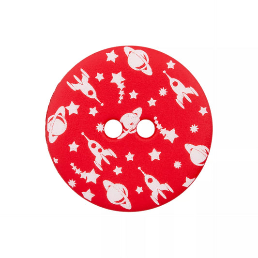 Polyester button 2-holes, Happy Space, 20mm