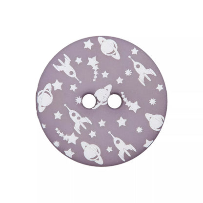 Polyester button 2-holes, Happy Space, 20mm