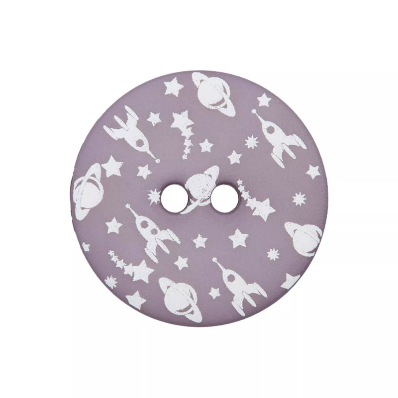 Polyester button 2-holes, Happy Space, 20mm