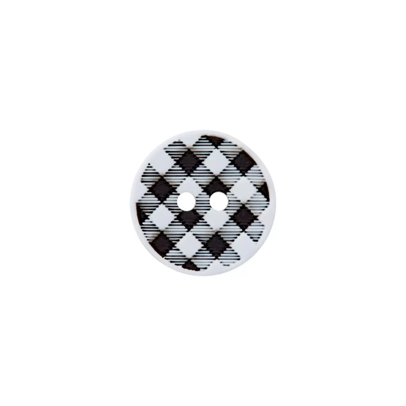 Polyester button 2-holes Vichy check 12mm