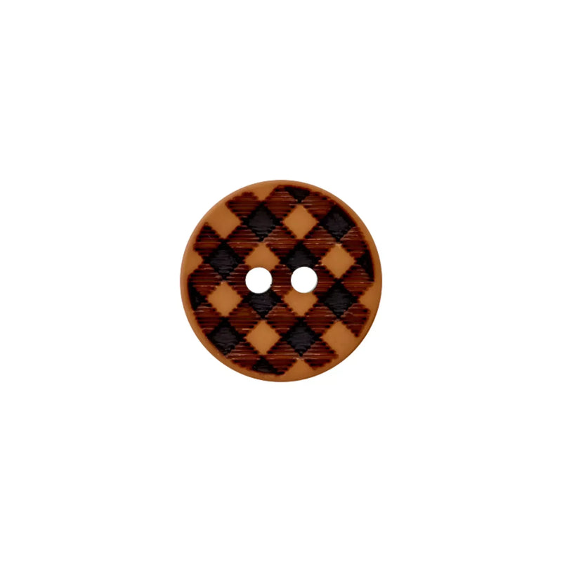 Polyester button 2-holes Vichy check 12mm