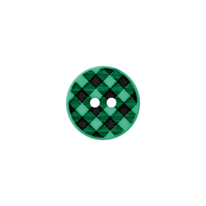 Polyester button 2-holes Vichy check 12mm