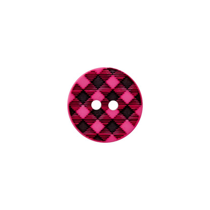 Polyester button 2-holes Vichy check 12mm