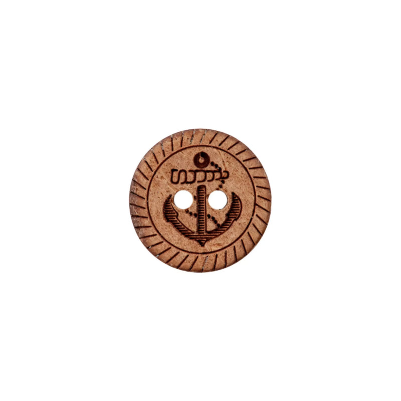 Coconut button 2-holes, Anchor 11mm,12mm,15mm