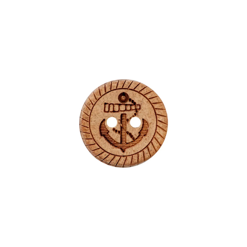 Coconut button 2-holes, Anchor 11mm,12mm,15mm
