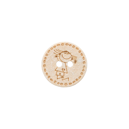 Cotton/polyester button 2-holes, recycled, Girl, 15mm