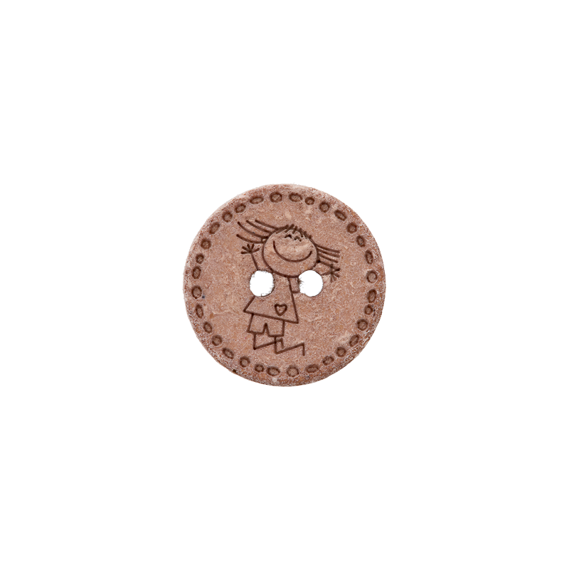 Cotton/polyester button 2-holes, recycled, Girl, 15mm