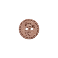 Cotton/polyester button 2-holes, recycled, Girl, 15mm