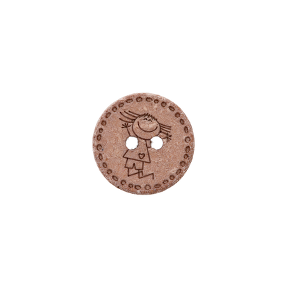 Cotton/polyester button 2-holes, recycled, Girl, 15mm