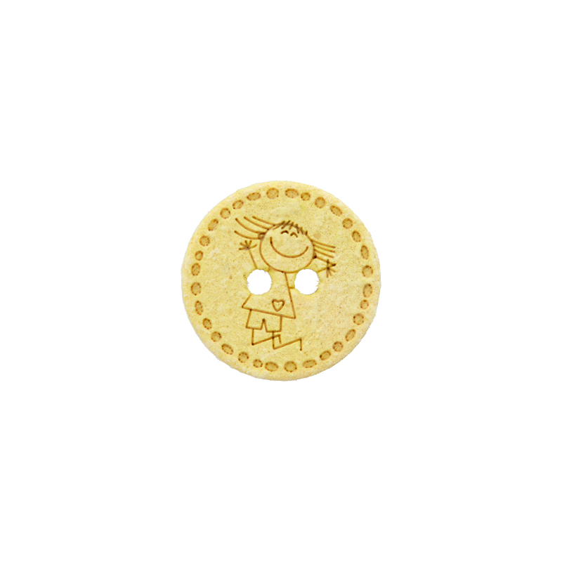 Cotton/polyester button 2-holes, recycled, Girl, 15mm