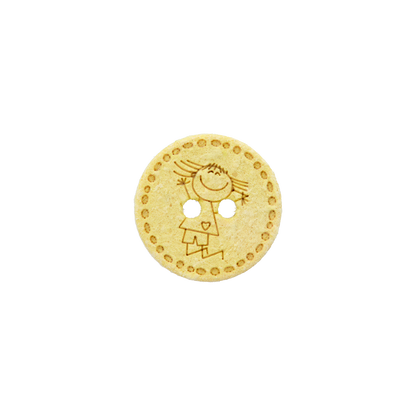 Cotton/polyester button 2-holes, recycled, Girl, 15mm