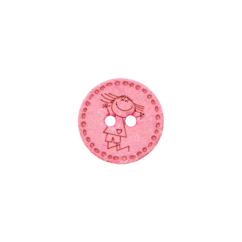 Cotton/polyester button 2-holes, recycled, Girl, 15mm