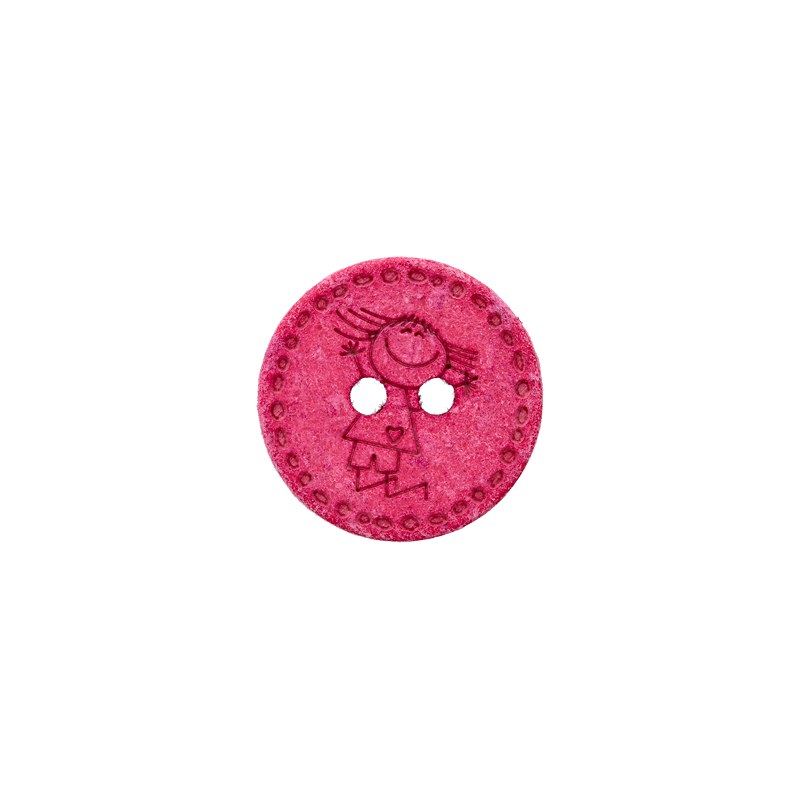 Cotton/polyester button 2-holes, recycled, Girl, 15mm