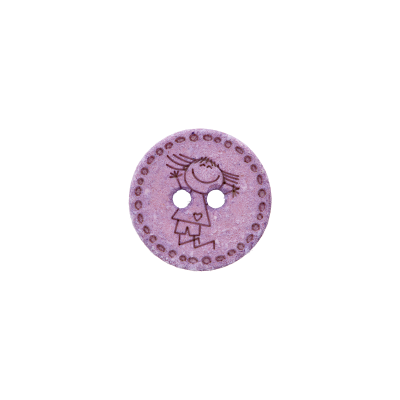 Cotton/polyester button 2-holes, recycled, Girl, 15mm