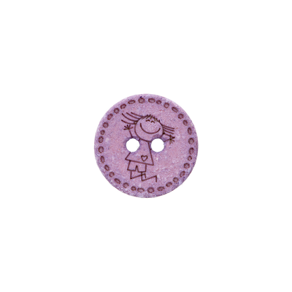 Cotton/polyester button 2-holes, recycled, Girl, 15mm