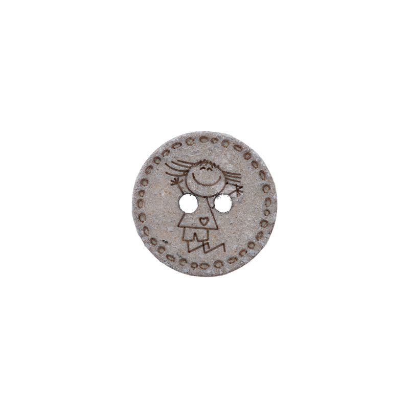 Cotton/polyester button 2-holes, recycled, Girl, 15mm
