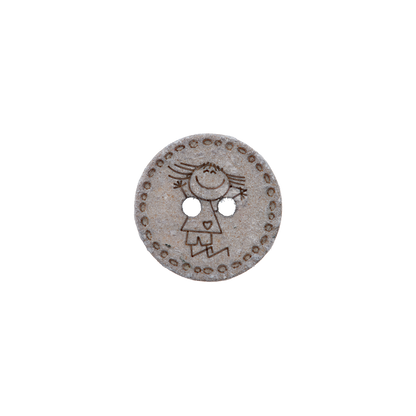 Cotton/polyester button 2-holes, recycled, Girl, 15mm