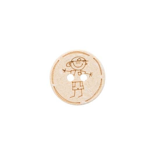 Cotton/polyester button 2-holes, recycled, Boy, 15mm