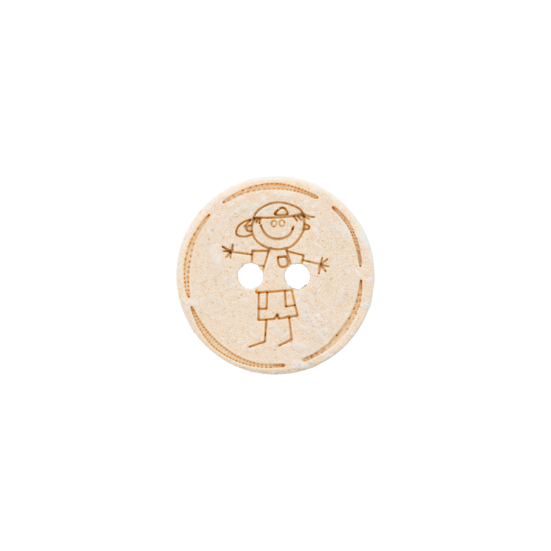 Cotton/polyester button 2-holes, recycled, Boy, 15mm
