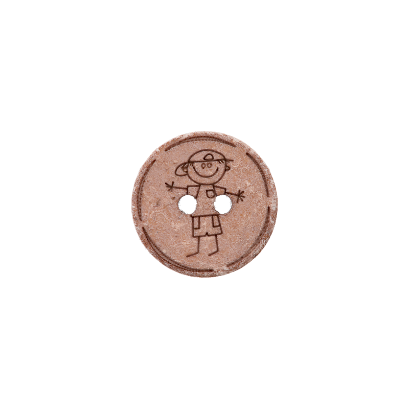 Cotton/polyester button 2-holes, recycled, Boy, 15mm