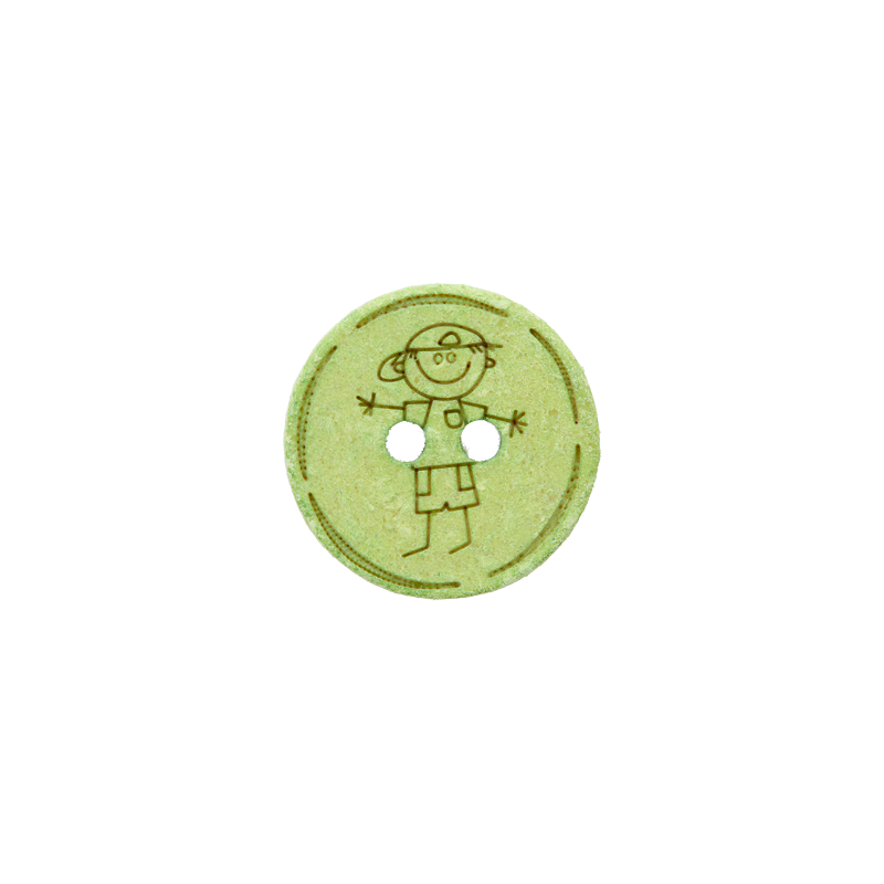 Cotton/polyester button 2-holes, recycled, Boy, 15mm