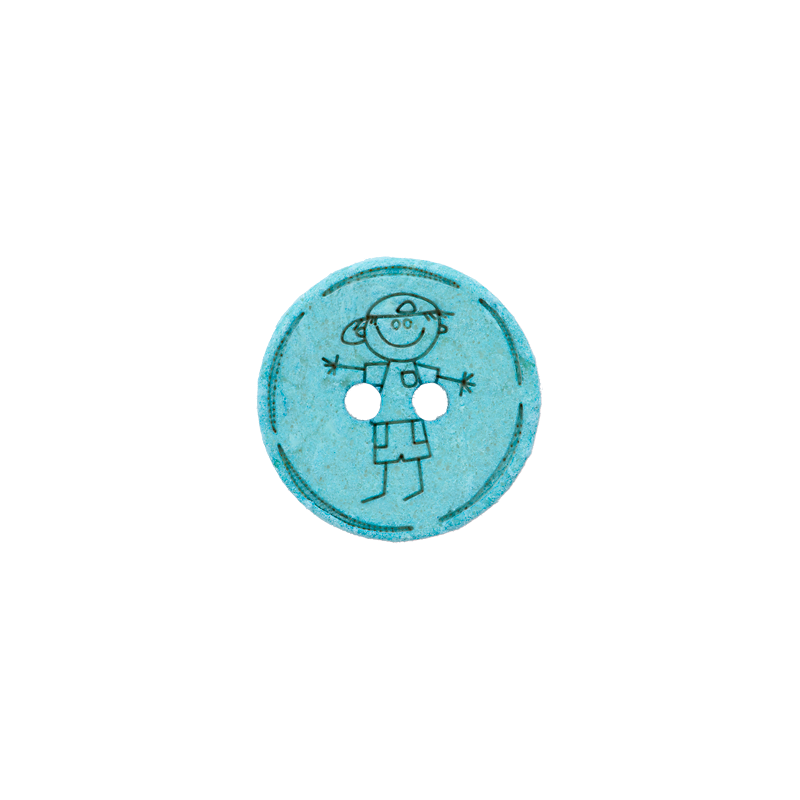 Cotton/polyester button 2-holes, recycled, Boy, 15mm