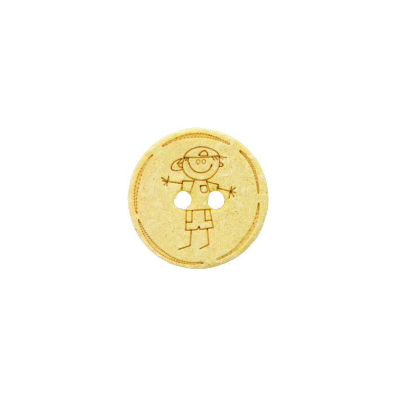 Cotton/polyester button 2-holes, recycled, Boy, 15mm
