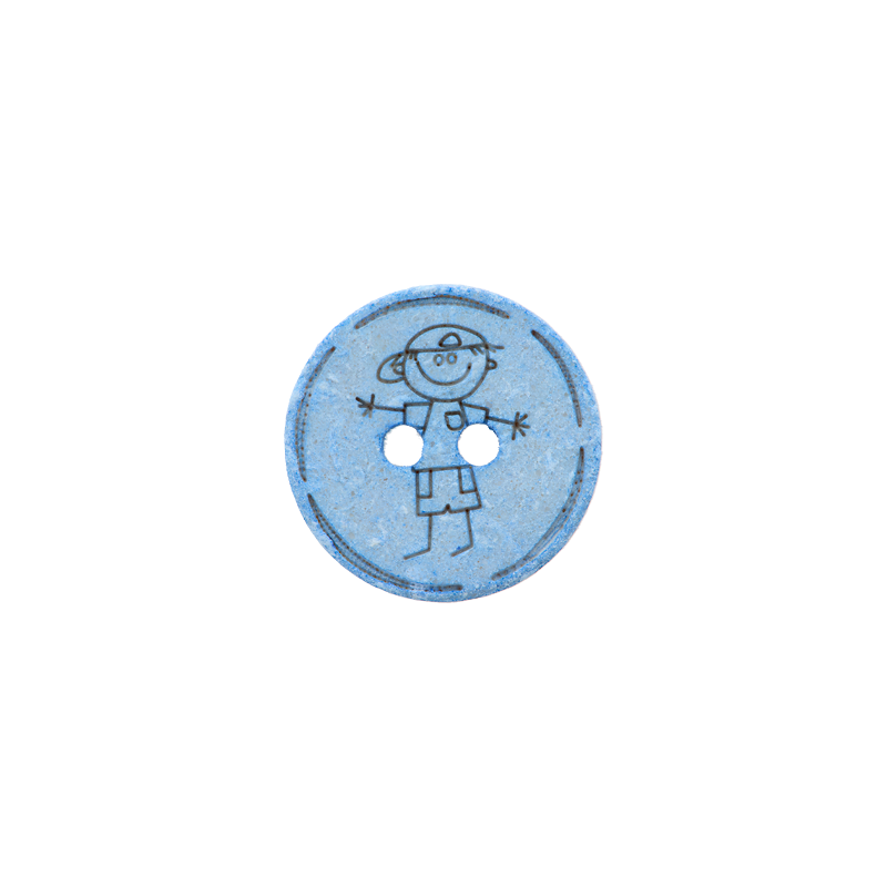Cotton/polyester button 2-holes, recycled, Boy, 15mm