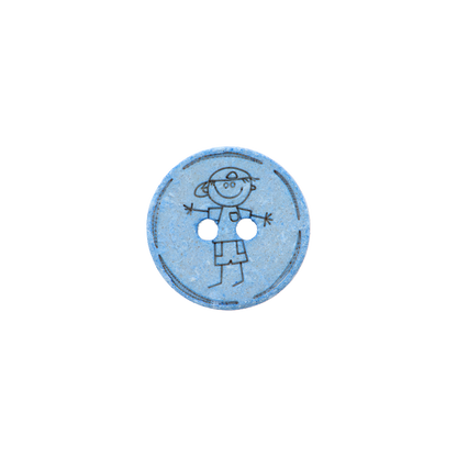 Cotton/polyester button 2-holes, recycled, Boy, 15mm