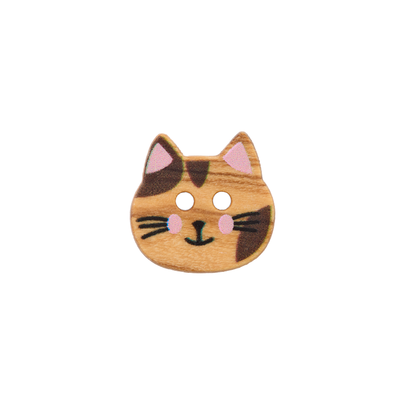 Wood button 2-holes, 15mm