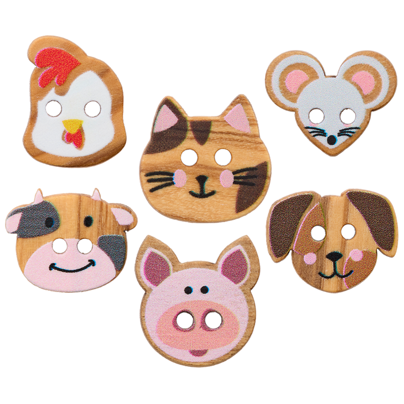Wood button 2-holes, 15mm