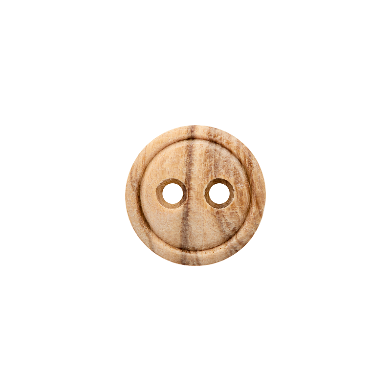 Wood button 2-holes, without border, 9mm,11mm