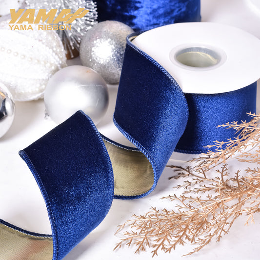 Velvet Ribbon Solid Colors Wired Edge Shiny 2 (2.5inch-63mm) 10yards