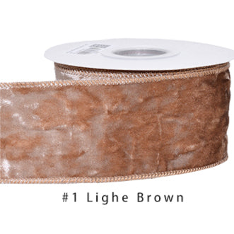 Velvet Ribbon Solid Colors Wired Edge Shiny  (2.5inch-63mm) 10yards