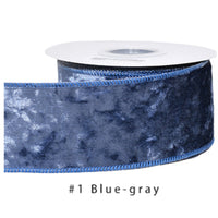 Velvet Ribbon Solid Colors Wired Edge Shiny  (2.5inch-63mm) 10yards